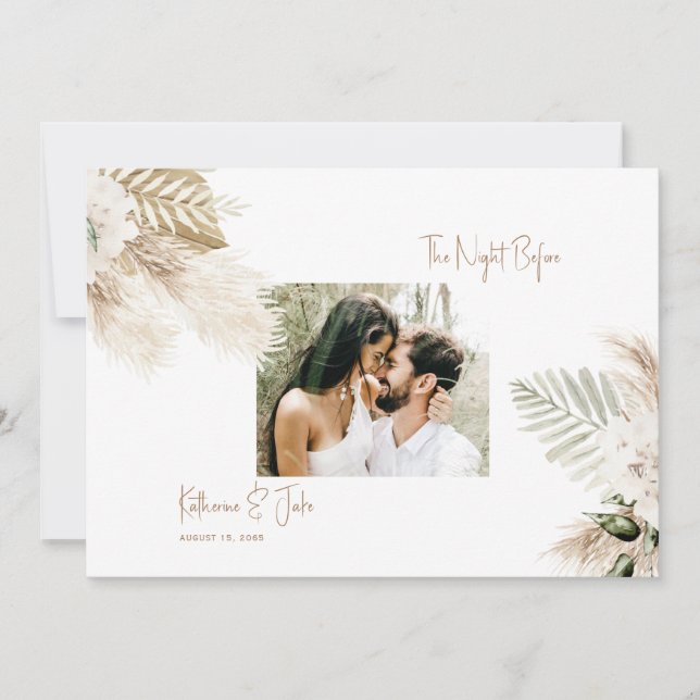 Couple Photo Pampas The Night Before Invitation (Front)