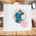 Couple Photo Pink Circle Modern Minimalist White 3 Ring Binder<br><div class="desc">A minimalist circle photo design featuring a large circle couple photograph overlayed by a smaller semi-transparent circle in blush pink with a classic typography. The image and text can be easily customized for a design as unique as you are!</div>