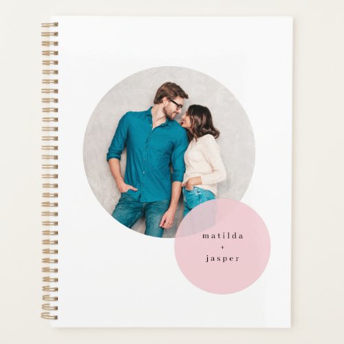 Couple Photo Pink Circle Modern Minimalist White Planner