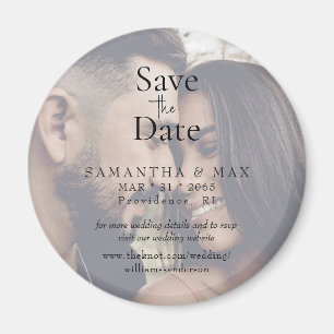 Couple Photo Round Save the Date Wedding Magnet