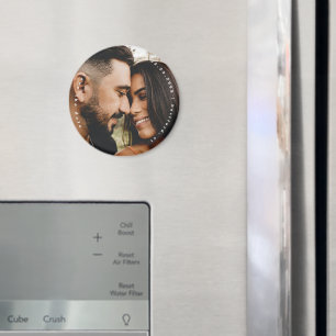 Couple Photo Round Wedding Announcement Magnet