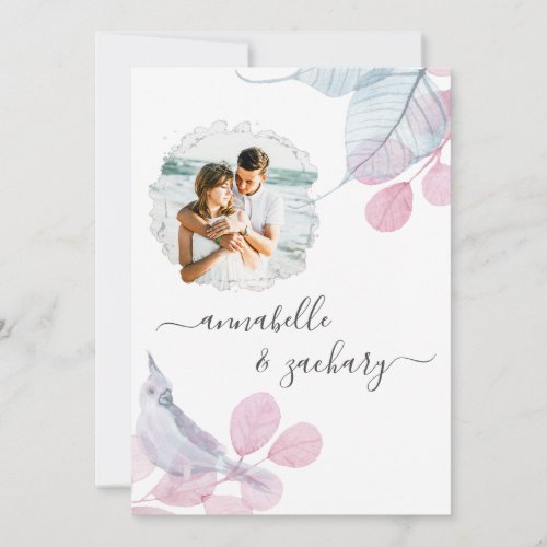  Couple PHOTO RSVP  QR  AR6 Leaves Wedding Inv Invitation