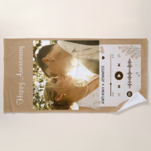 Couple Photo Song Wildflower Wedding Anniversary Beach Towel