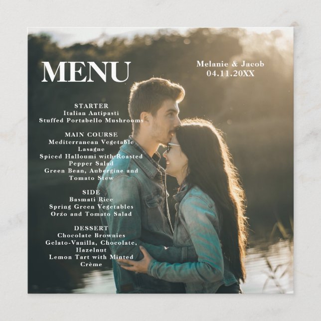 Couple Photo Square Wedding Menu (Front)