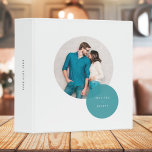 Couple Photo Teal Circle Modern Minimal White 3 Ring Binder<br><div class="desc">A minimalist circle photo design featuring a large circle couple photograph overlayed by a smaller semi-transparent circle in teal with a classic typography. The image and text can be easily customized for a design as unique as you are!</div>