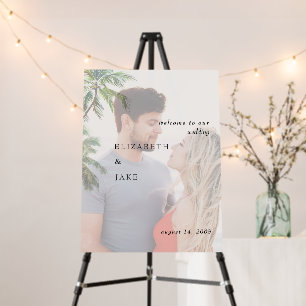 Couple Photo Tropical Palm Tree Wedding Welcome Foam Board