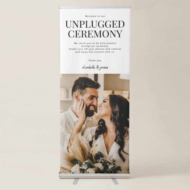 Couple Photo Unplugged Wedding Ceremony Sign (Front)