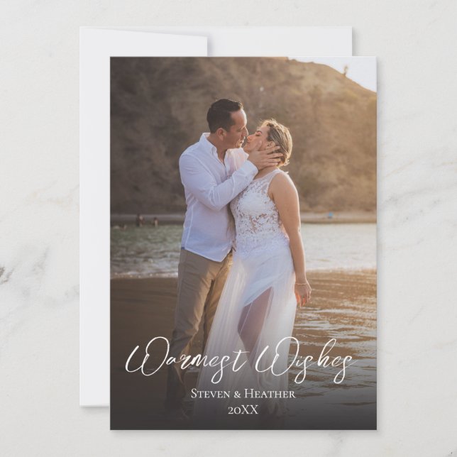 Couple Photo Warmest Wishes Holiday Card (Front)