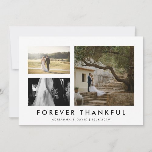 Couple Photo Wedding Forever Thankful Minmalist Thank You Card