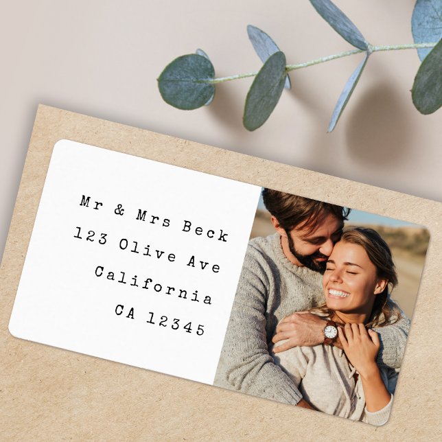 Couple Photo Wedding Return Address Label (Creator Uploaded)