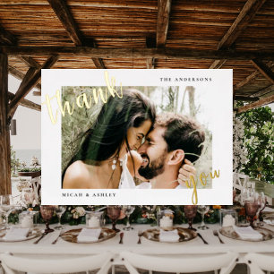 Couple Photo Wedding Thank You Blank Gold Foil Invitation