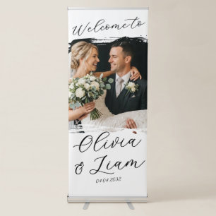Couple Photo Wedding Welcome Banner, Modern Retractable Banner