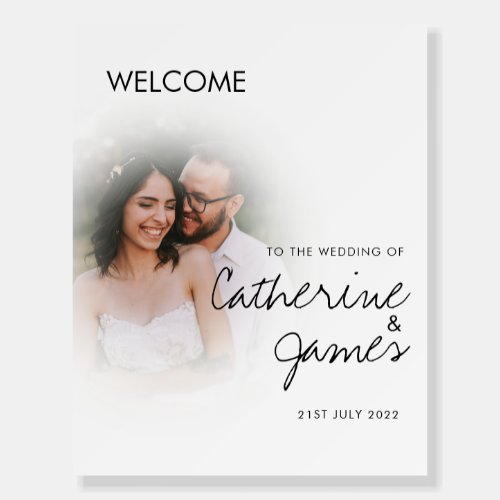 couple photo wedding welcome sign  