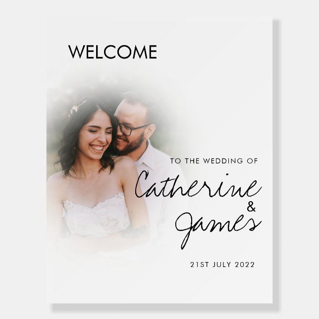 couple photo wedding welcome sign   (Front)