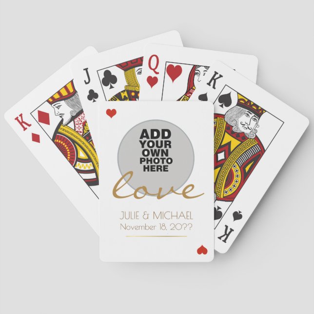 couple photo wedding white poker cards (Back)