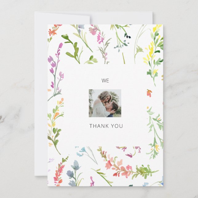 Couple Photo Wedding Wildflower Thank You (Front)