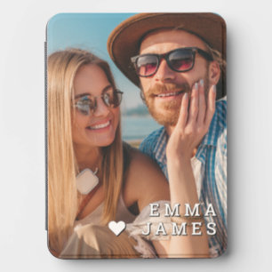 Couple Photo White Heart Personalized Names Kindle Cover