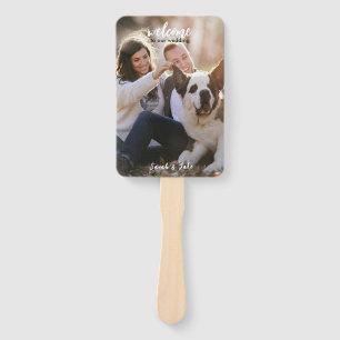 Couple Photo with Pet Fun Wedding  Hand Fan