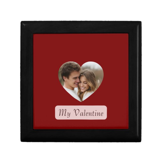 Couple Photo Wooden Jewelry Box My Valentine (Front)