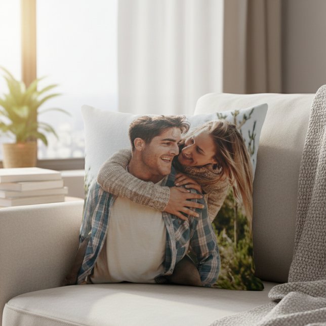 Couple Photo Your Own Two Image Double Side Throw Pillow (Creator Uploaded)