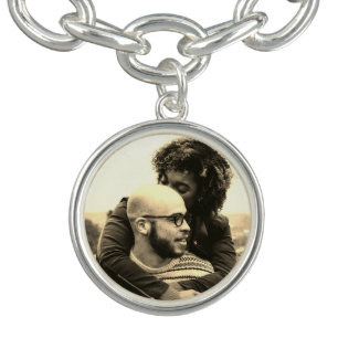 Couple Picture Charm for Bracelet, Photo Bead Bracelet