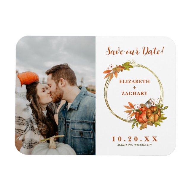Couple Picture Fall Weddings Save the Date Magnet (Horizontal)
