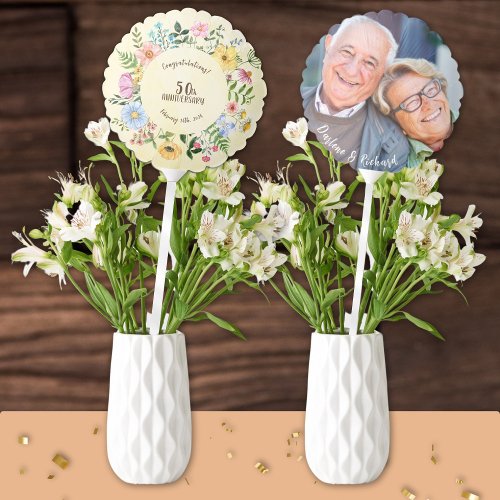 Couple Picture Names Floral Wreath Anniversary Balloon