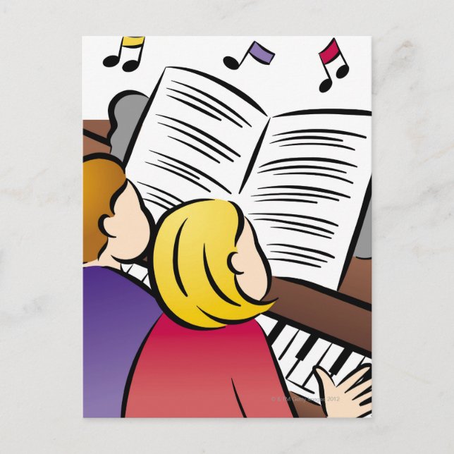Couple Playing Piano Postcard (Front)