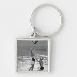 Couple Playing with a Beachball Keychain