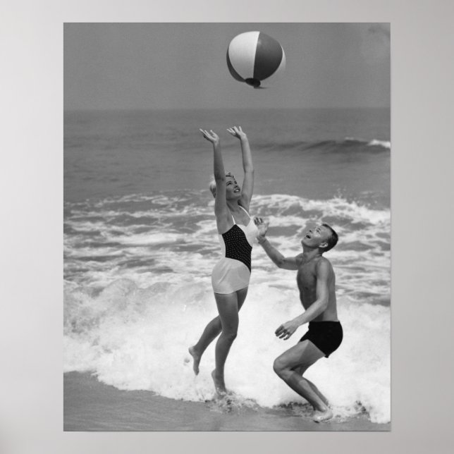 Couple Playing with a Beachball Poster (Front)