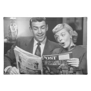 Couple Reading Magazine Cloth Placemat