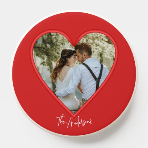 Couple Red Heart Frame for Uploaded Photo PopSocket