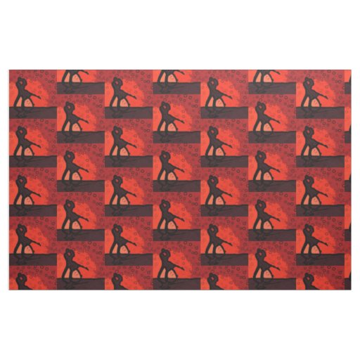Couple Red Silhouette Fabric