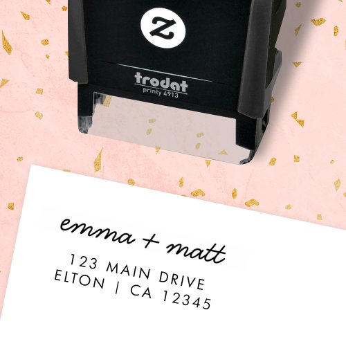 Couple Return Address Modern Minimalist Wedding Self_inking Stamp