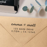 Couple Return Address Modern Minimalist Wedding Self-inking Stamp<br><div class="desc">Simple,  stylish couple return address stamp in a modern minimalist design style with an elegant natural script typography in classic black and white,  with an informal handwriting style font. The text can easily be personalized for a super unique stamp for your wedding invitations or everyday use!</div>