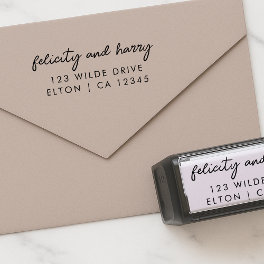 Couple Return Address Stamp Modern Wedding Mail