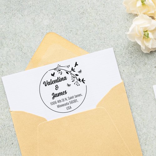 Couple Return Address Wedding or Family   Rubber Stamp