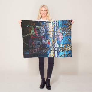 Couple Riding a White Horse, Wassily Kandinsky Fleece Blanket