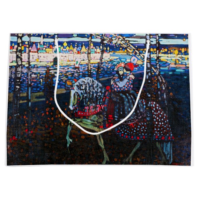 Couple Riding a White Horse, Wassily Kandinsky Large Gift Bag (Front)
