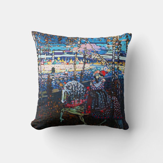 Couple Riding a White Horse, Wassily Kandinsky Throw Pillow (Front)