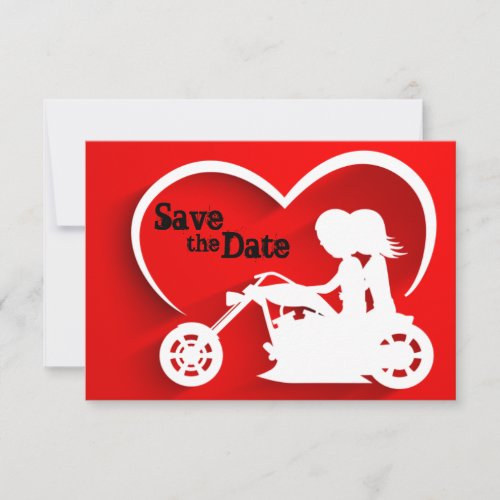 Couple Riding Motorcycle Save the Date Wedding Invitation