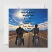 Couple Riding Motorcycles on Sunny Highway Wedding Save The Date (Back)