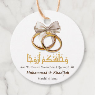 Couple Ring Quote An-Naba 8 Muslim Wedding Nikah Favor Tags
