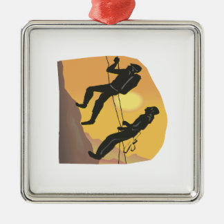 Couple Rock Climbing Metal Ornament