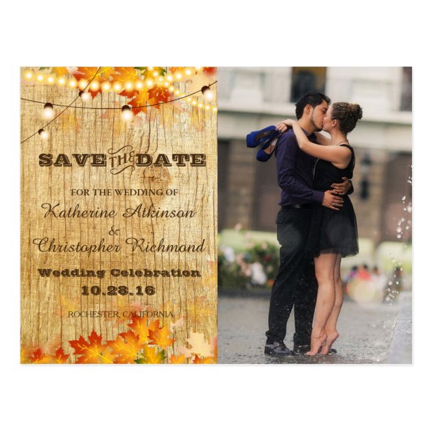 Couple Romance Kiss In Fountain/fall Theme Postcard