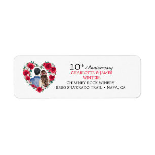 Couple Roses watercolor 10th Wedding Anniversary Label