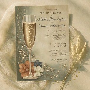 Couple’s Champagne Floral Wedding Shower Invitation