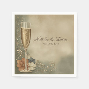 Couple’s Champagne Floral Wedding Shower Napkins