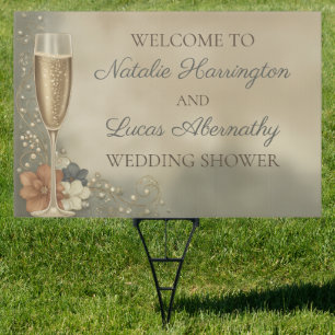 Couple’s Champagne Floral Wedding Shower Sign
