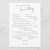 Couple’s Love Story Wedding Game Card